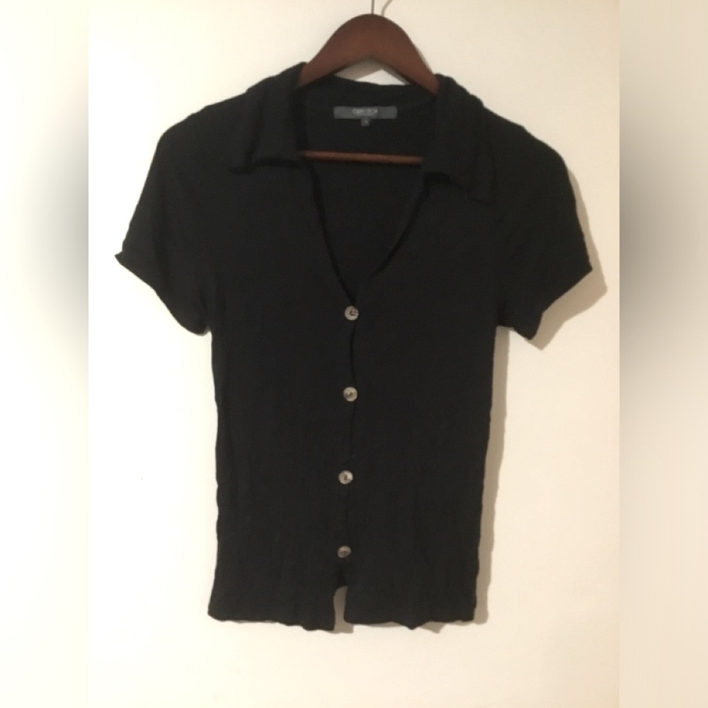 Black collared button up shirt